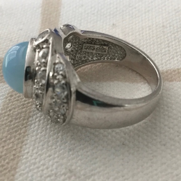 Sterling Chalcedony CZ Ring, Size 8 - Picture 4 of 7
